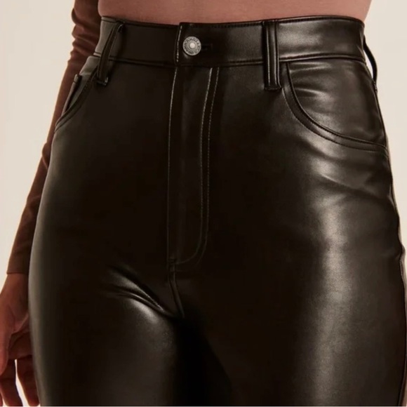 Abercrombie split hem 90s straight leg vegan leather pants - Picture 4 of 9